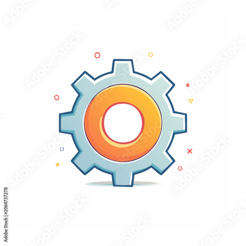 Flat design gear icon with orange center