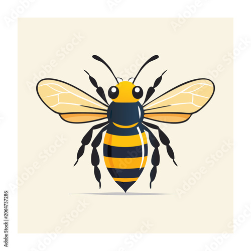 Flat design illustration of a bee with wings