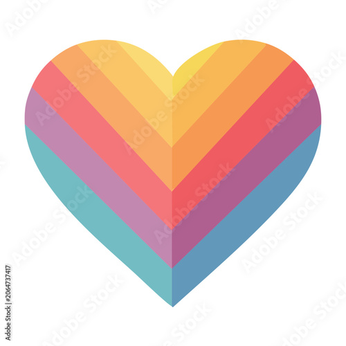 Rainbow Heart Icon with Transparent Background