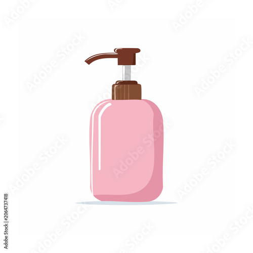 Pink soap dispenser with pump illustration