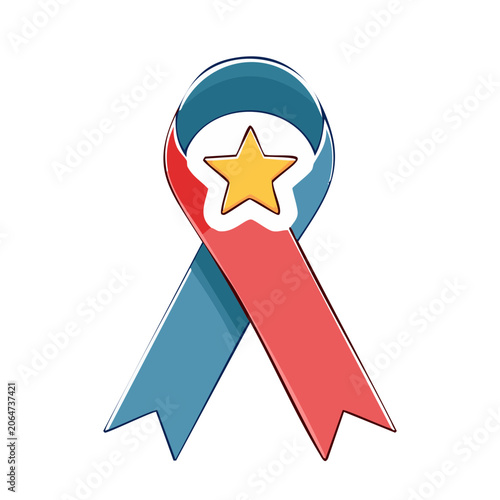 Red and blue awareness ribbon with yellow star