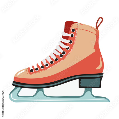 Red and orange ice skate illustration