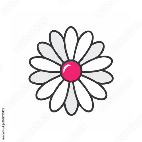 Pink and white daisy flower icon on transparent background