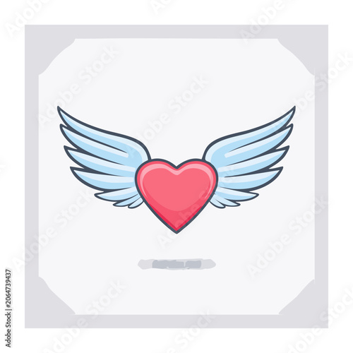 Red heart with blue wings illustration