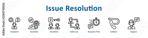 Fotografie Issue Resolution web icon banner with line art style