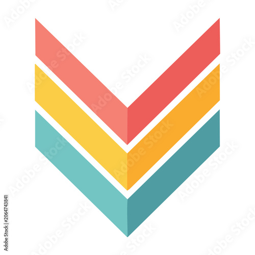 Layered Chevron Arrow Icon in Flat Design
