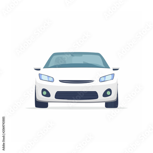 Minimalist white car front view 3D render