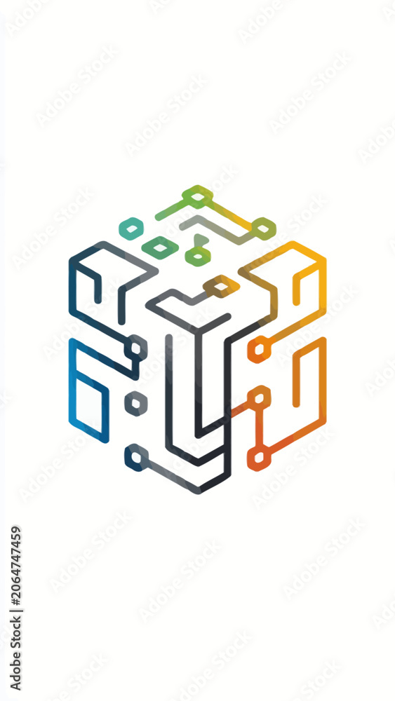 Fototapeta premium Abstract Semi 3D Technology Logo for Cloud Computing and Digital Data