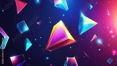 Geometric shapes in vibrant colors, abstract digital art