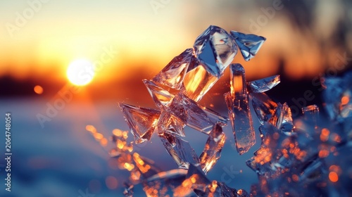 Ice crystals at sunset
