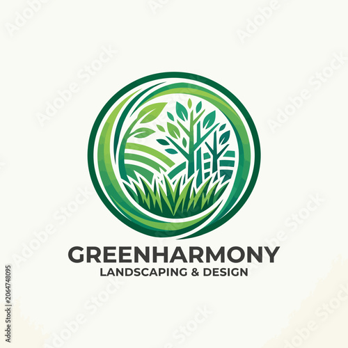 Green Harmony Landscaping Design Logo.