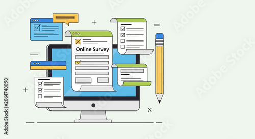 Online survey and feedback concept illustration.
