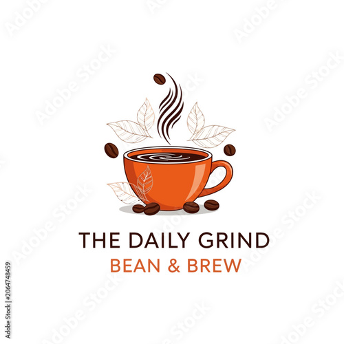 Logo of a coffee shop called The Daily Grind Bean & Brew.