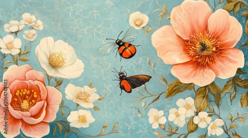 flowers and butterflies