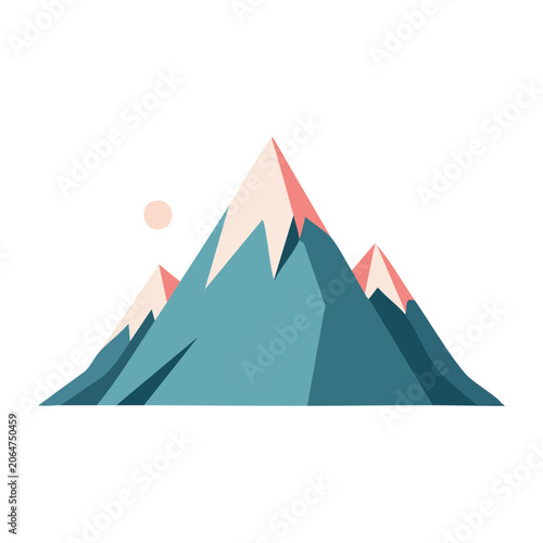 Flat design mountain range with sun illustration