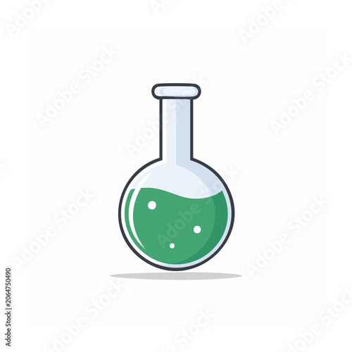 Green liquid in laboratory flask icon