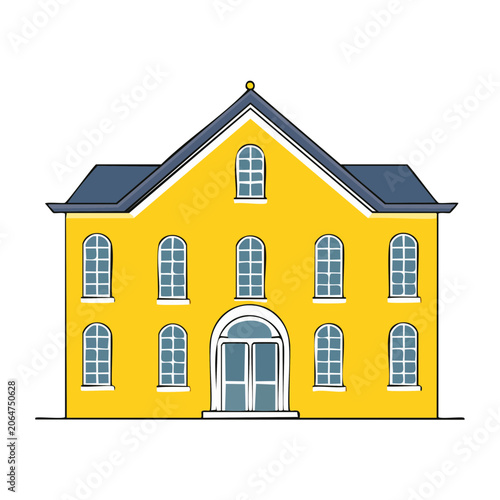 Yellow House Illustration in Flat Design