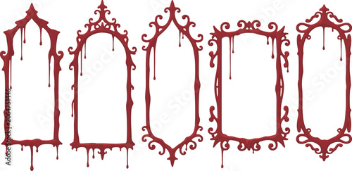 Bloody dripping horror frames red ornate gothic style gothic frames.