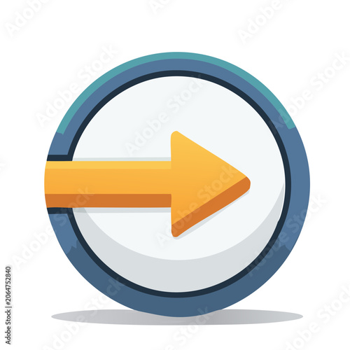 Orange arrow button in blue circle icon