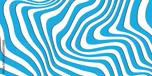 Fotografi Abstract blue and white wavy striped pattern.