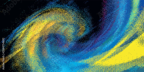 Obraz na plátně Abstract Colorful Swirl Painting With Blue And Yellow Hues.