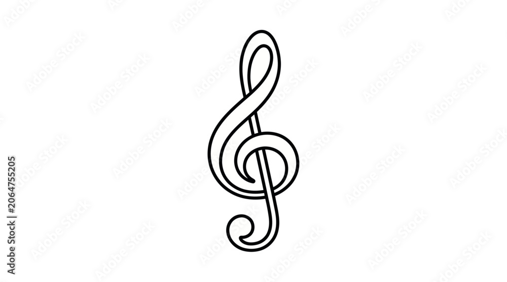 Fototapeta premium Simple Treble Clef Symbol Icon, Musical Notation Graphic