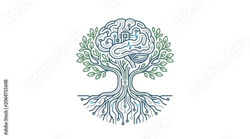 Brain Tree Mind Concept Symbol.