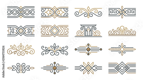 Collection of ornate decorative design elements.