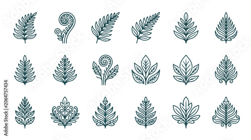 Bild auf Leinwand Collection of various leaf illustrations.