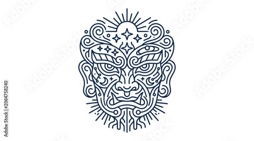 Obraz na plátne Decorative tribal lion face design.