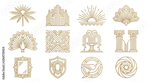 Foto Golden ornate decorative design elements set.