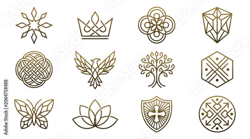 Tableau sur toile Golden Symbolic Emblems and Logos.