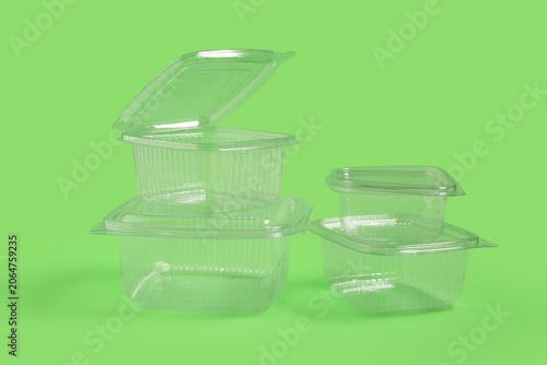Many disposable plastic foo...