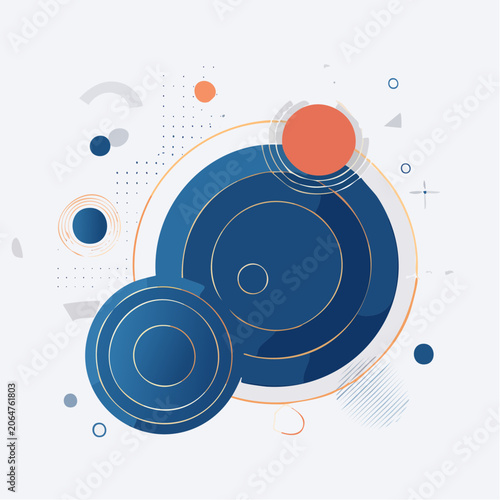 Abstract Geometric Circles with Gradient and Metallic Accents