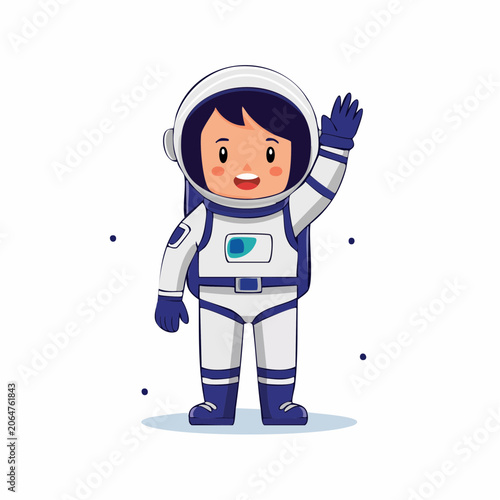 Cartoon Astronaut Waving Hello