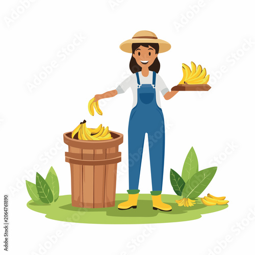 Farmer Harvesting Bananas