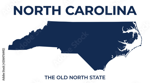 Fotografie North Carolina State Map Silhouette with The Old North State Text