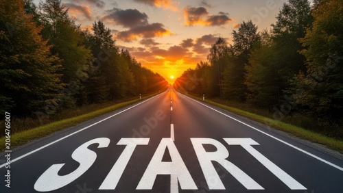 Sunrise on the starting road