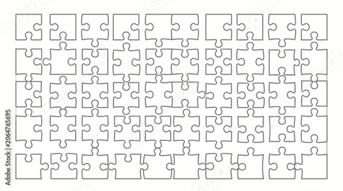 Bild auf Leinwand Blank Jigsaw Puzzle Pieces Scattered Abstract Background