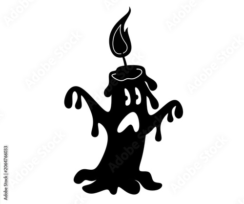 Φωτογραφία Spooky candle cartoon sillhouette icon,balck spooky candle cartoon design vector
