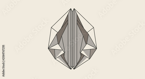 Photos Gray symmetrical geometric crystal paper fold.