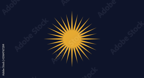Fotografía Golden sunburst ray icon on dark background.