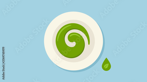 Tableau sur toile Herb Oil Chlorophyll Extraction Vivid Green Sauce Plating