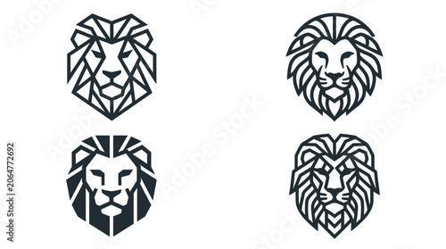 Tablou pe pânză Geometric Lion Head Logos Set