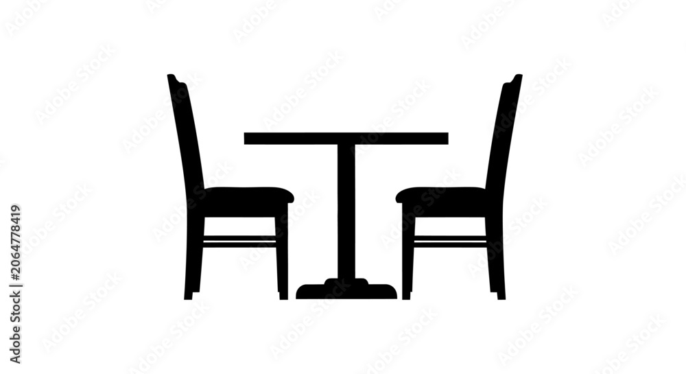 Fototapeta premium Simple table and chairs, minimalist furniture, empty meeting room
