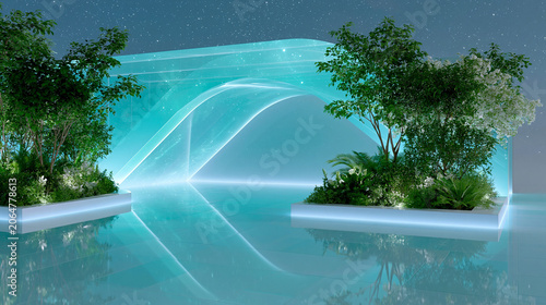 waterfall in the pool, generation AI 