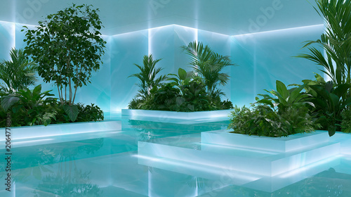 waterfall in the pool, generation AI 