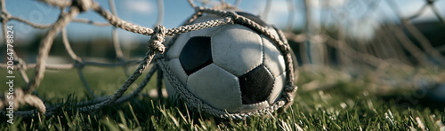 Soccer Ball in Net: A close...