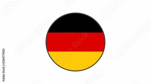 Circular button icon of the national flag of Germany with bold borders.