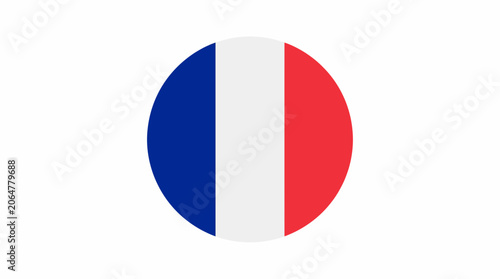 Circular French national flag emblem isolated on white.